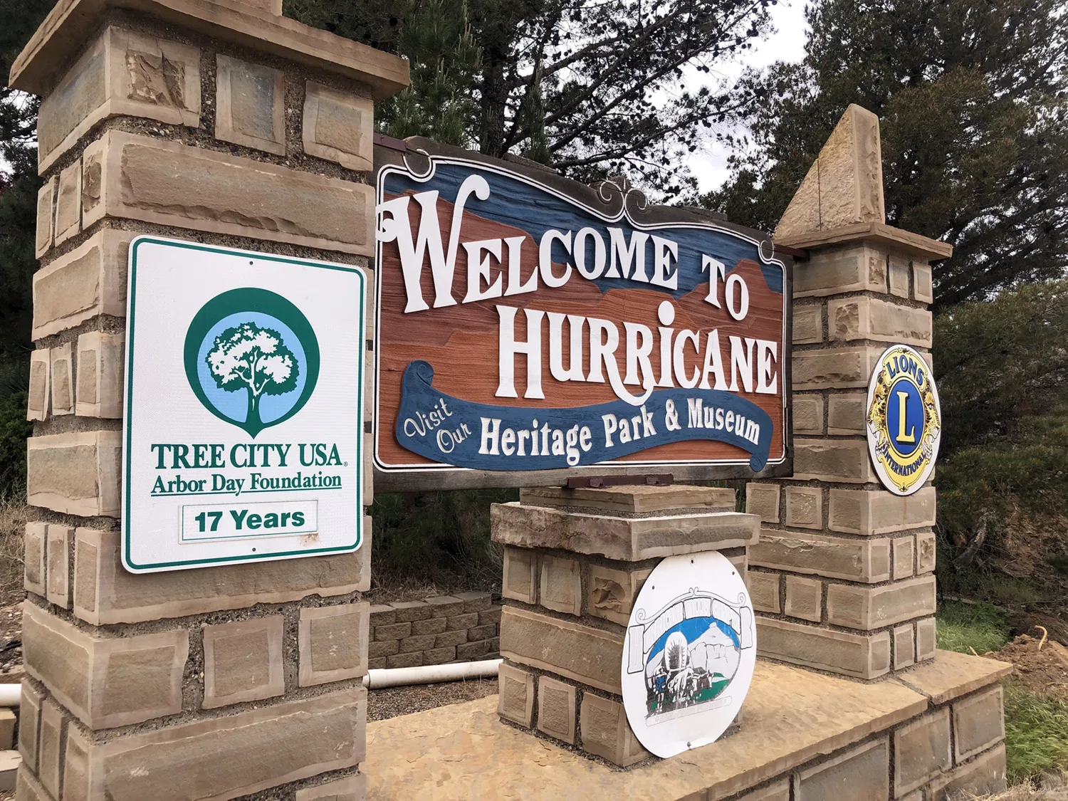 Welcome to Hurricane sign at Heritage Park & Museum in Hurricane, Utah