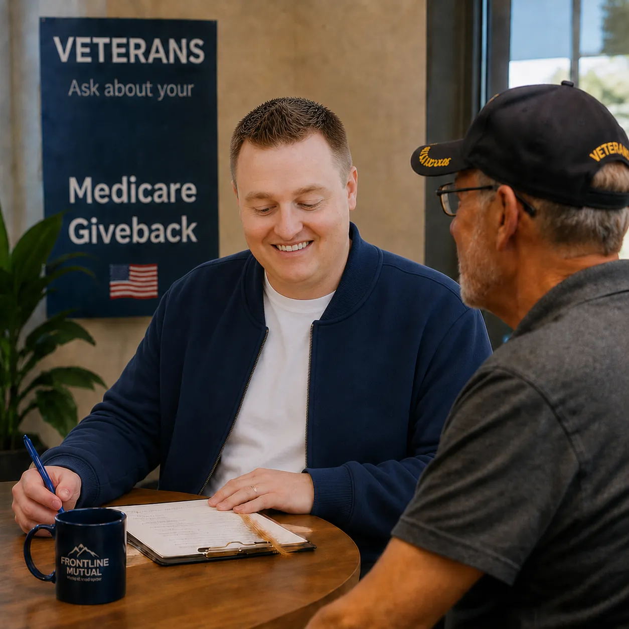 Tory Blain reviewing Medicare options with a veteran in Utah